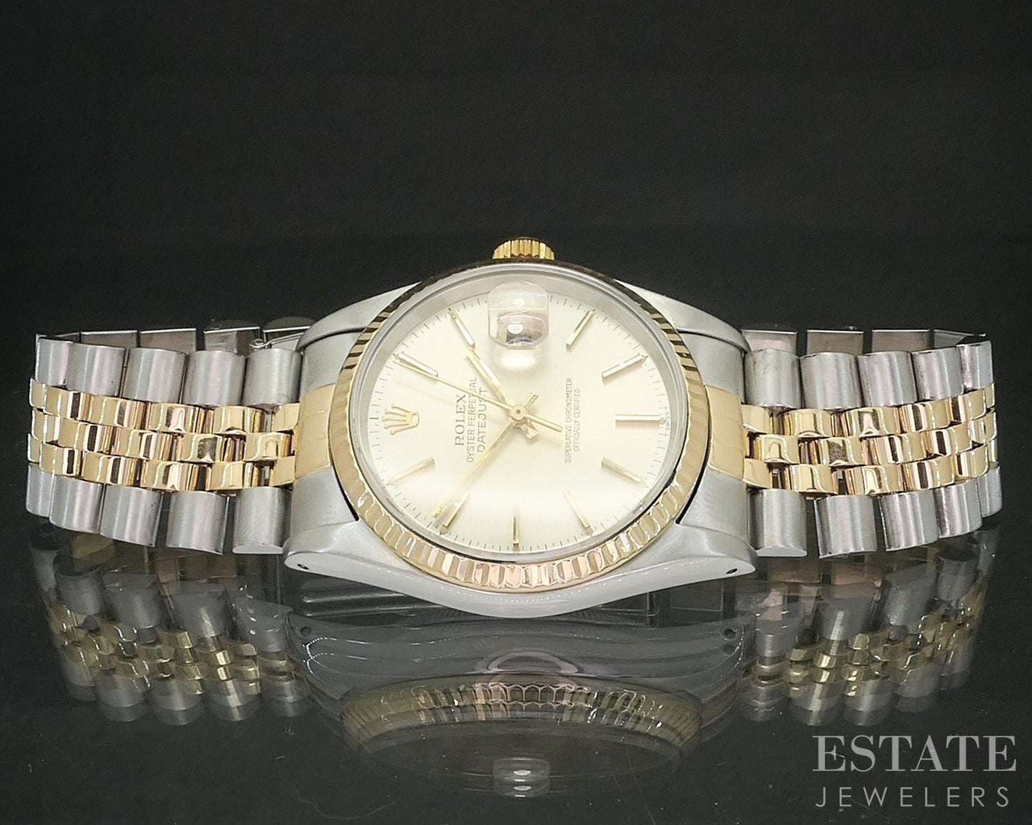 1990 Rolex Datejust 18k Stainless 16233 Jubilee Fluted 36mm Watch p20135
