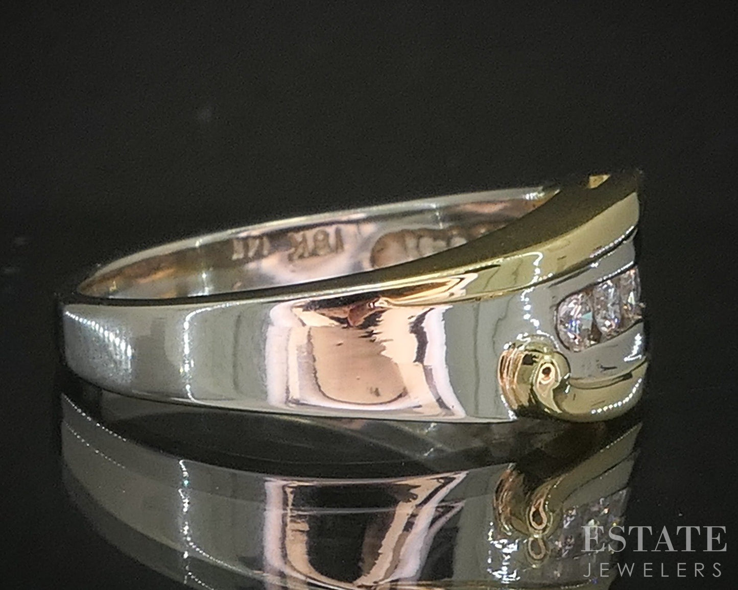 18k & 14k Two Tone Gold Natural .15ctw Diamond Ladies Band Ring 6.8g p16063b