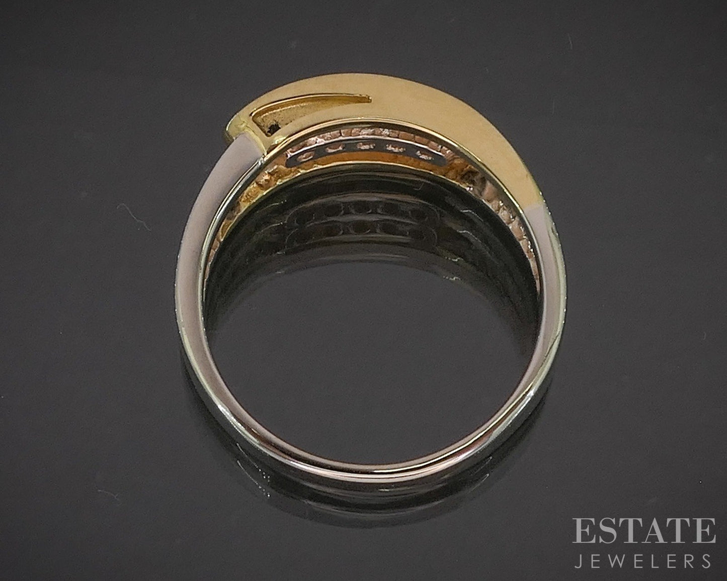 18k & 14k Two Tone Gold Natural .15ctw Diamond Ladies Band Ring 6.8g p16063b