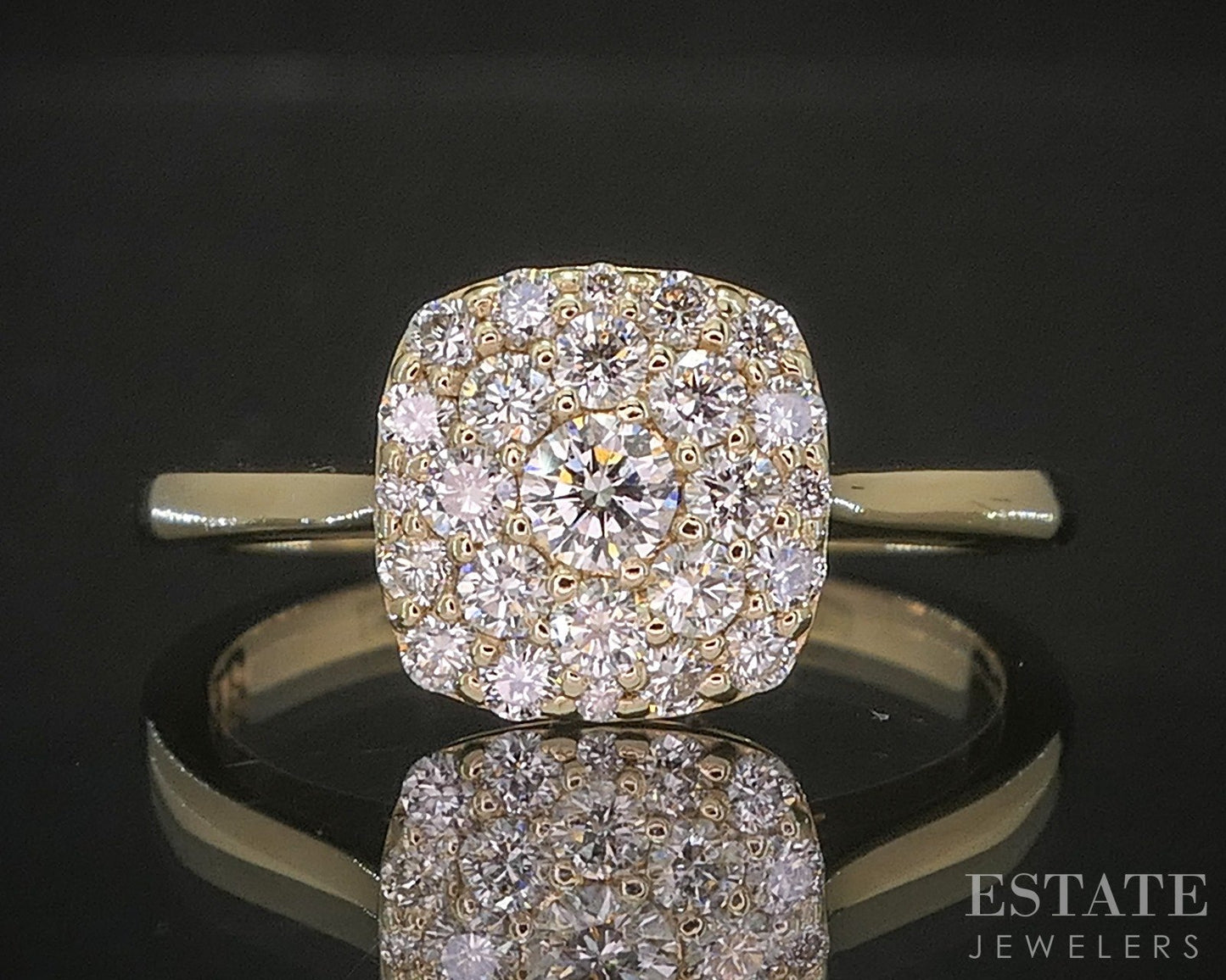 14k Yellow Gold EFFY Natural .30ctw Diamond Cluster Ladies Ring 2.9g p15752b