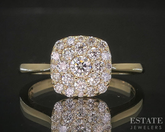 14k Yellow Gold EFFY Natural .30ctw Diamond Cluster Ladies Ring 2.9g p15752b