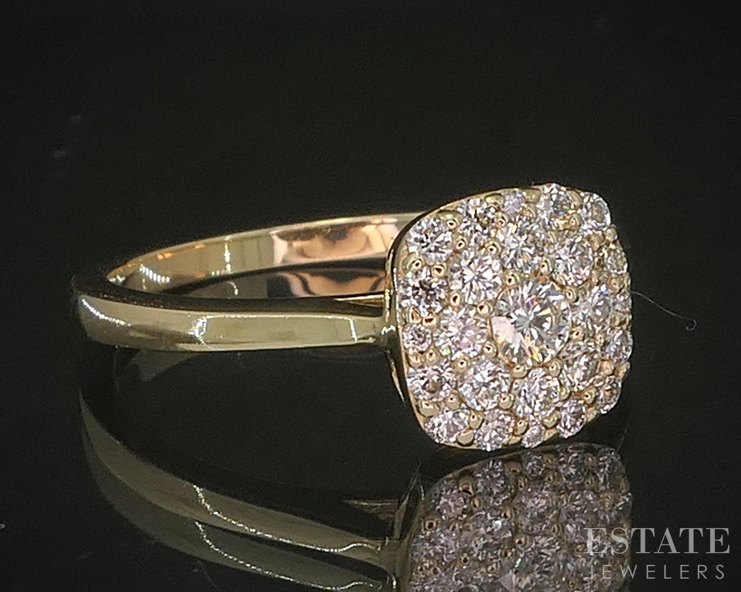 14k Yellow Gold EFFY Natural .30ctw Diamond Cluster Ladies Ring 2.9g p15752b