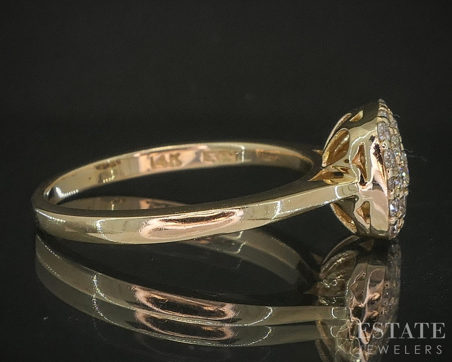 14k Yellow Gold EFFY Natural .30ctw Diamond Cluster Ladies Ring 2.9g p15752b