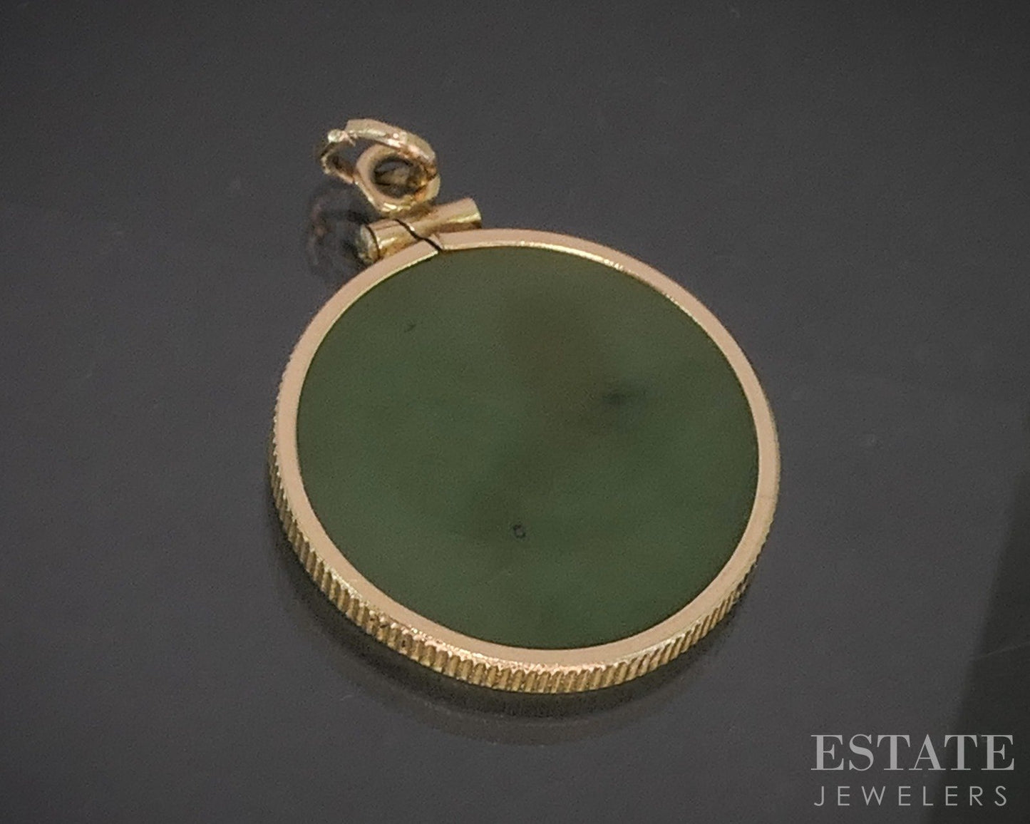 Vintage 14k Yellow Gold Natural Green Jade Leo Ladies Necklace 3.8g 18"L p15721b