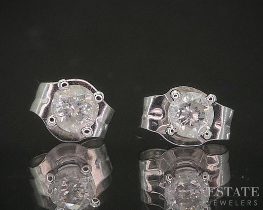 14k White Gold Round Natural .15ctw Diamond Stud Earrings p15388b
