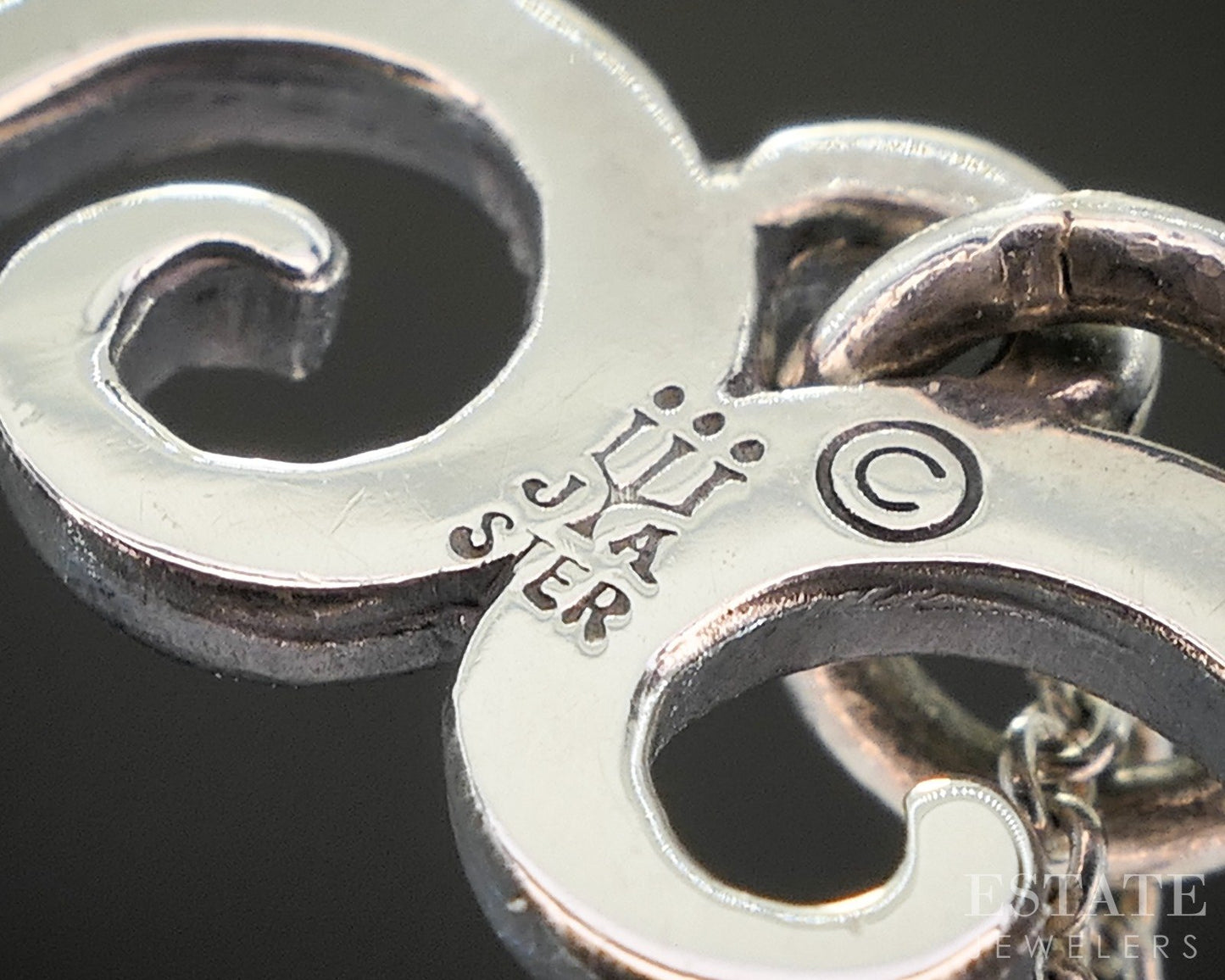 Sterling Silver James Avery Scrolled Heart Cable Link Necklace 3.5g p16139b