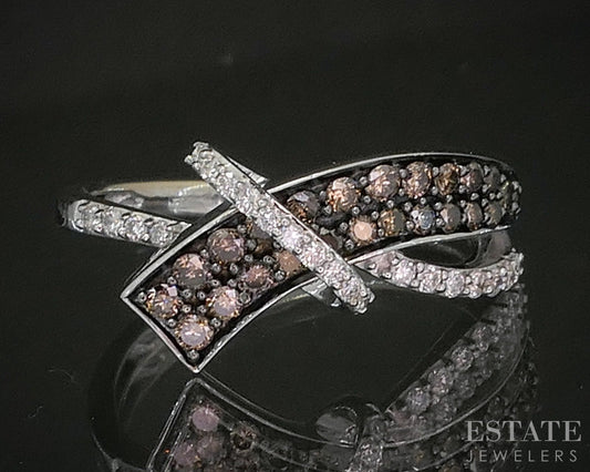 14k Vanilla Gold LeVian Natural .45ctw Chocolate & Vanilla Diamond Ring p15749b