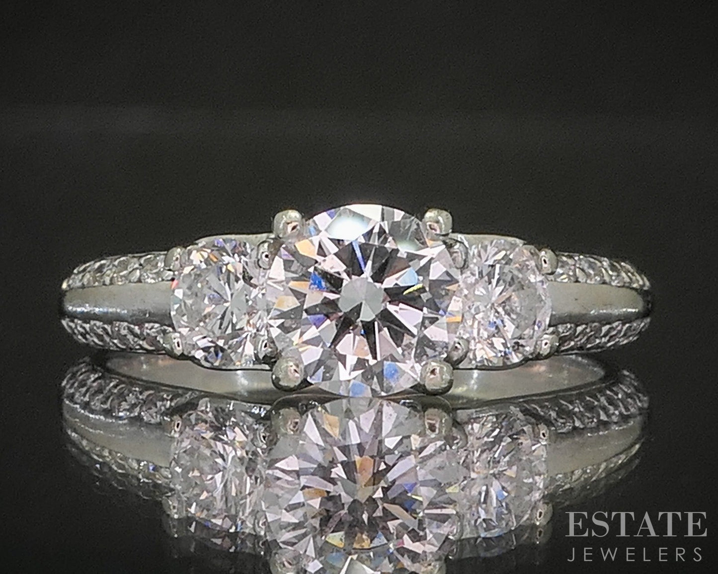 14k White Gold Round GSI Lab Created 1.60ctw Diamond Engagement Ring 3g p15910b