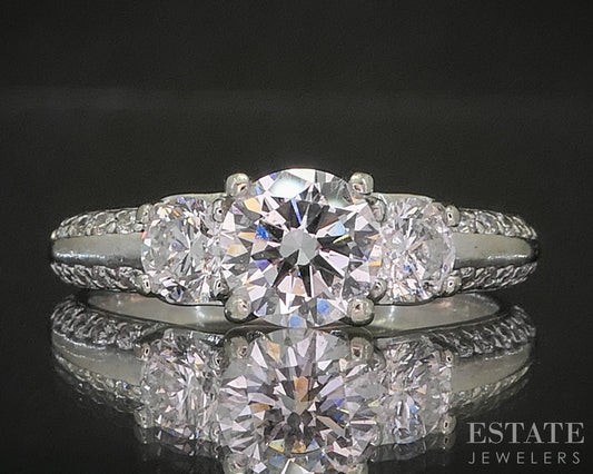 14k White Gold Round GSI Lab Created 1.60ctw Diamond Engagement Ring 3g p15910b