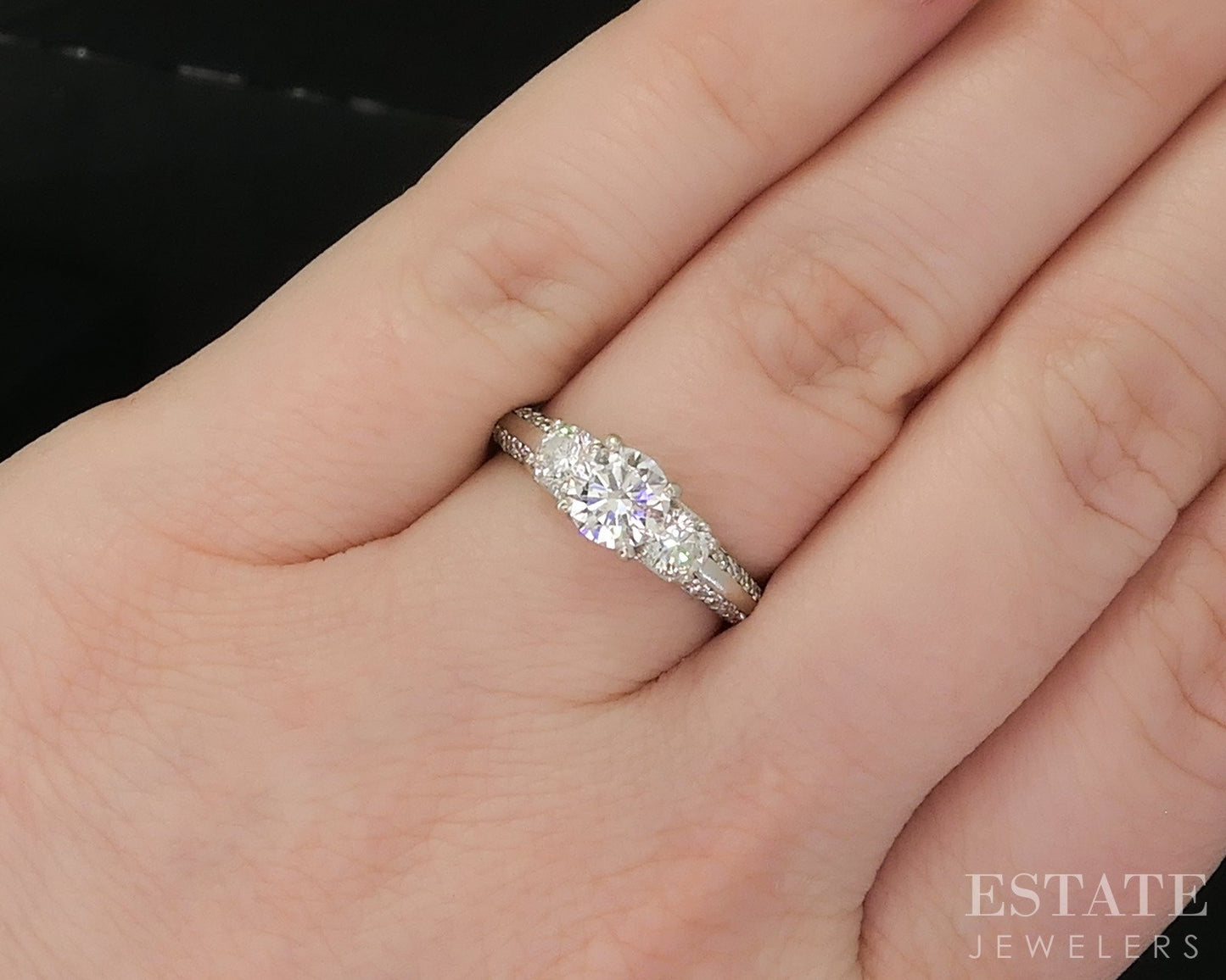 14k White Gold Round GSI Lab Created 1.60ctw Diamond Engagement Ring 3g p15910b