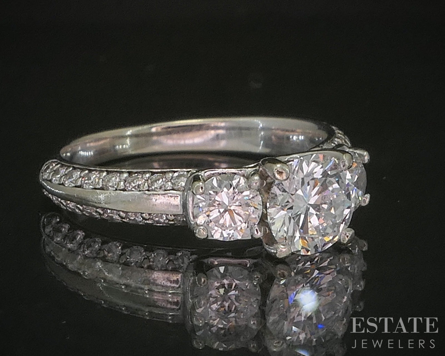 14k White Gold Round GSI Lab Created 1.60ctw Diamond Engagement Ring 3g p15910b