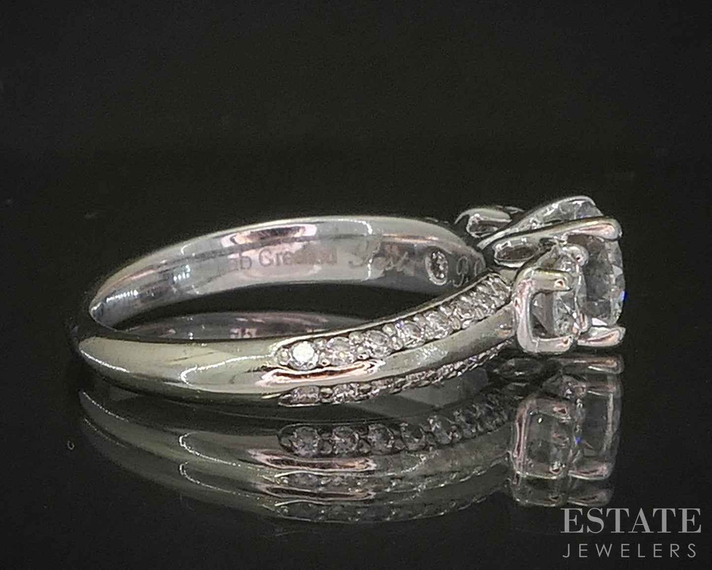 14k White Gold Round GSI Lab Created 1.60ctw Diamond Engagement Ring 3g p15910b