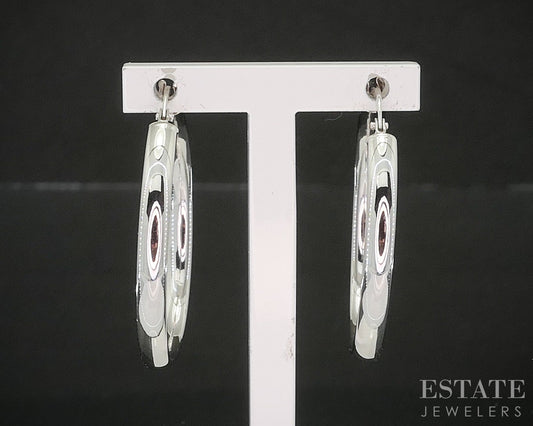 10k White Gold 2.9mm Smooth Hoop Ladies Earrings 1.6g p20861