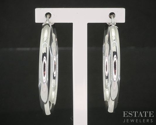 10k White Gold 3mm Smooth Hoop Ladies Earrings 1.8g p20862