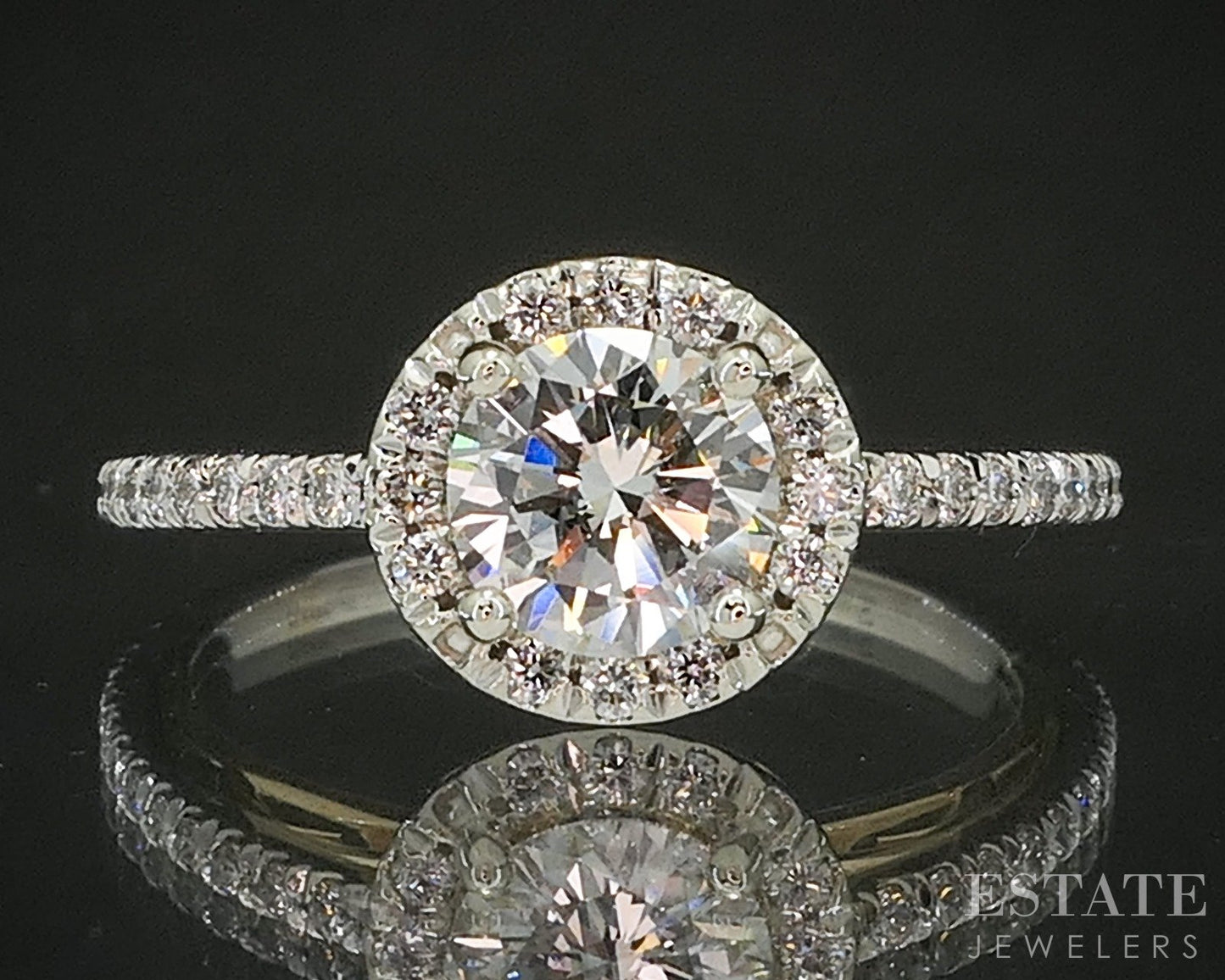 14k Yellow & White Gold Round Natural 1.60ctw Diamond Engagement Ring p18749