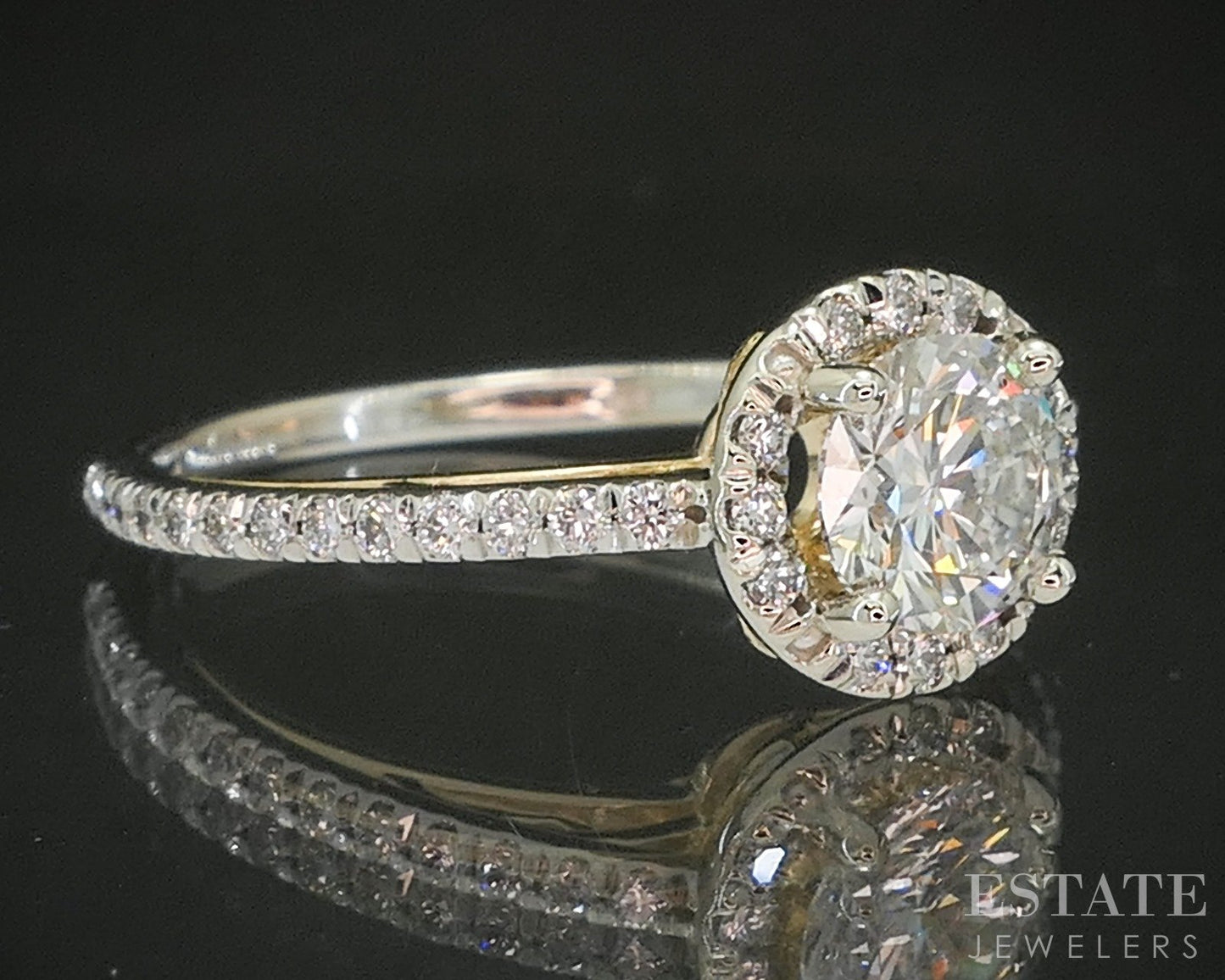 14k Yellow & White Gold Round Natural 1.60ctw Diamond Engagement Ring p18749