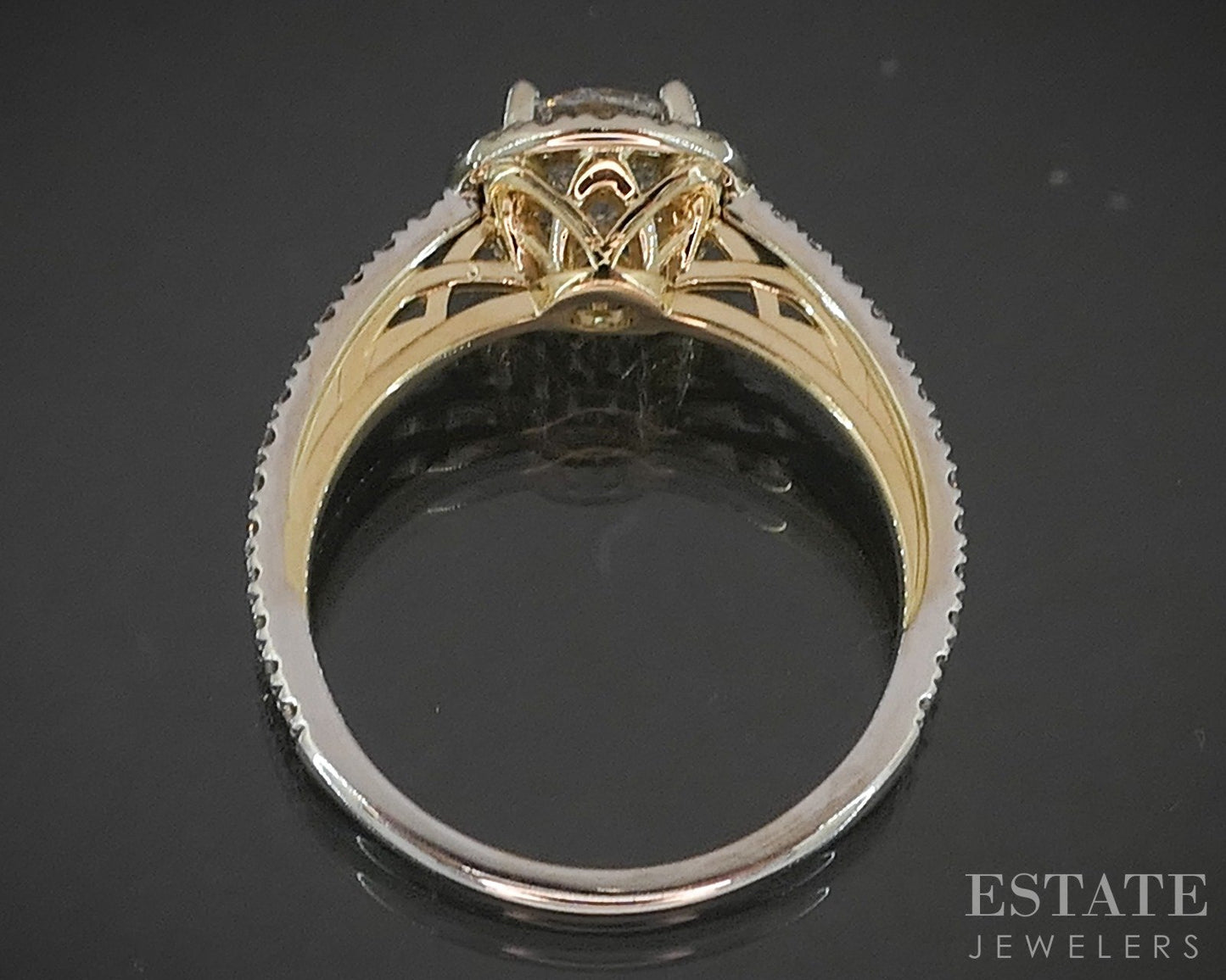 14k Yellow & White Gold Round Natural 1.60ctw Diamond Engagement Ring p18749