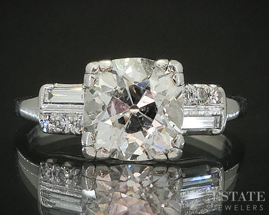 Antique Art Deco Platinum European 1.60ct Diamond Engagement Ring 4.9g p15854