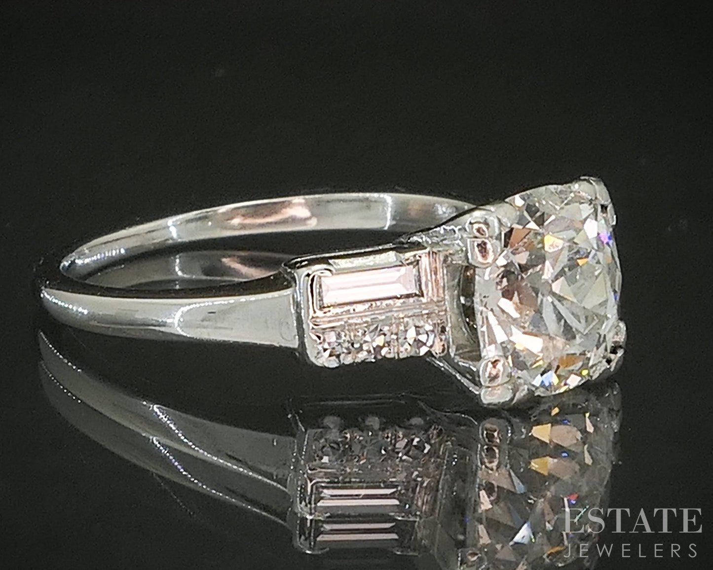 Antique Art Deco Platinum European 1.60ct Diamond Engagement Ring 4.9g p15854