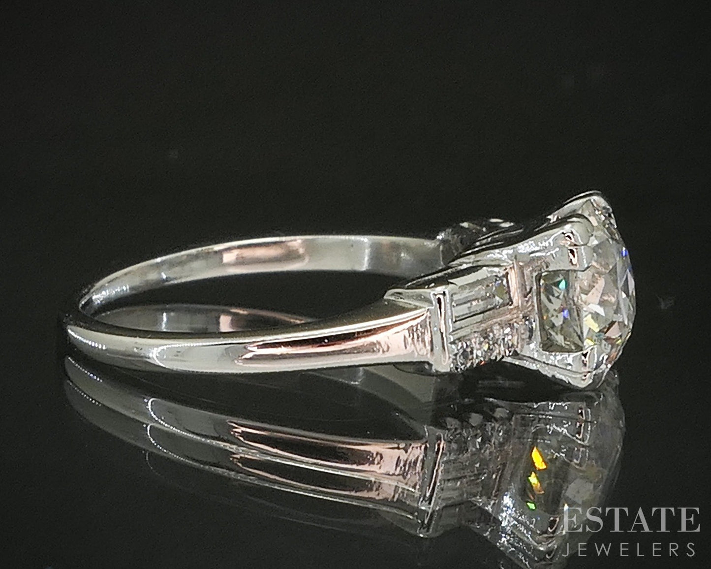 Antique Art Deco Platinum European 1.60ct Diamond Engagement Ring 4.9g p15854