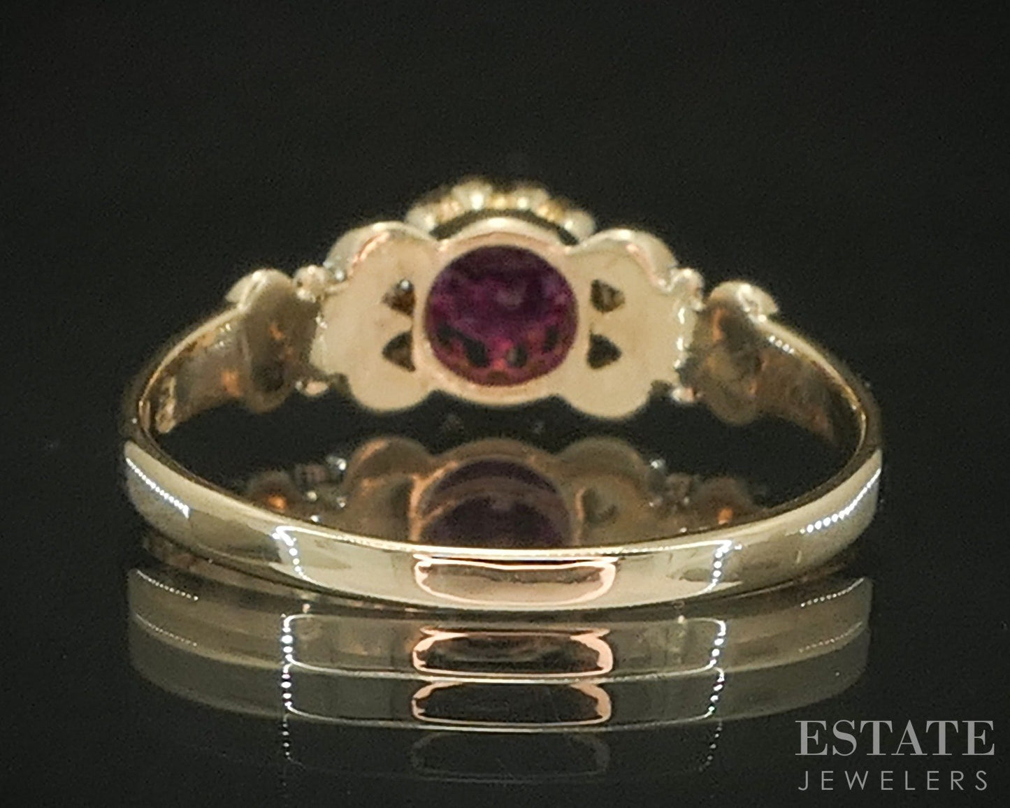 Antique Victorian 14k Yellow Gold Natural Ruby Solitaire Ring 1.8g p17834