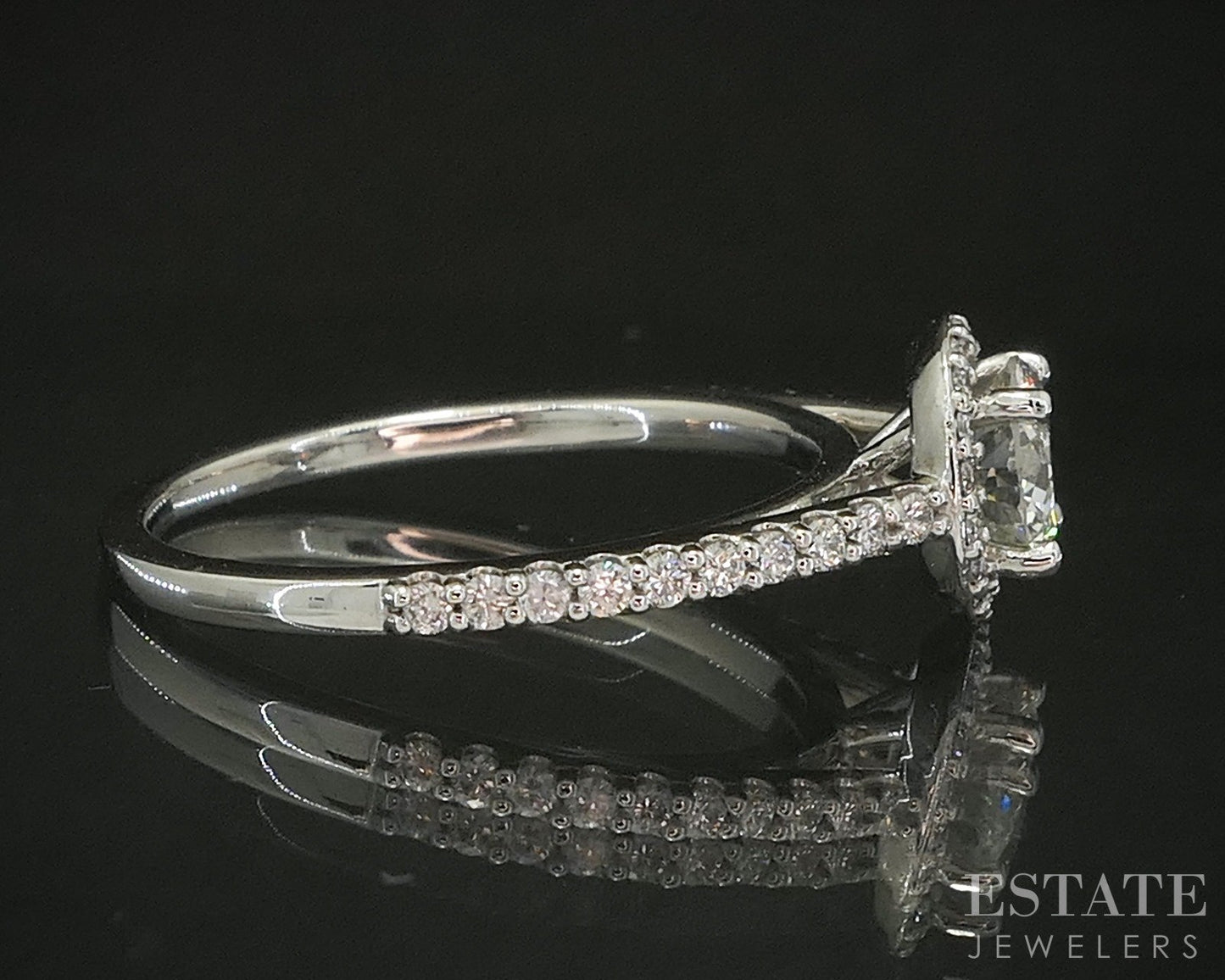 Platinum Round Natural .84ctw Diamond Halo Engagement Ring 4.1g p18746