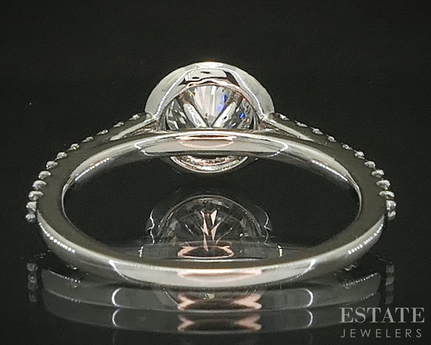 Platinum Round Natural .84ctw Diamond Halo Engagement Ring 4.1g p18746