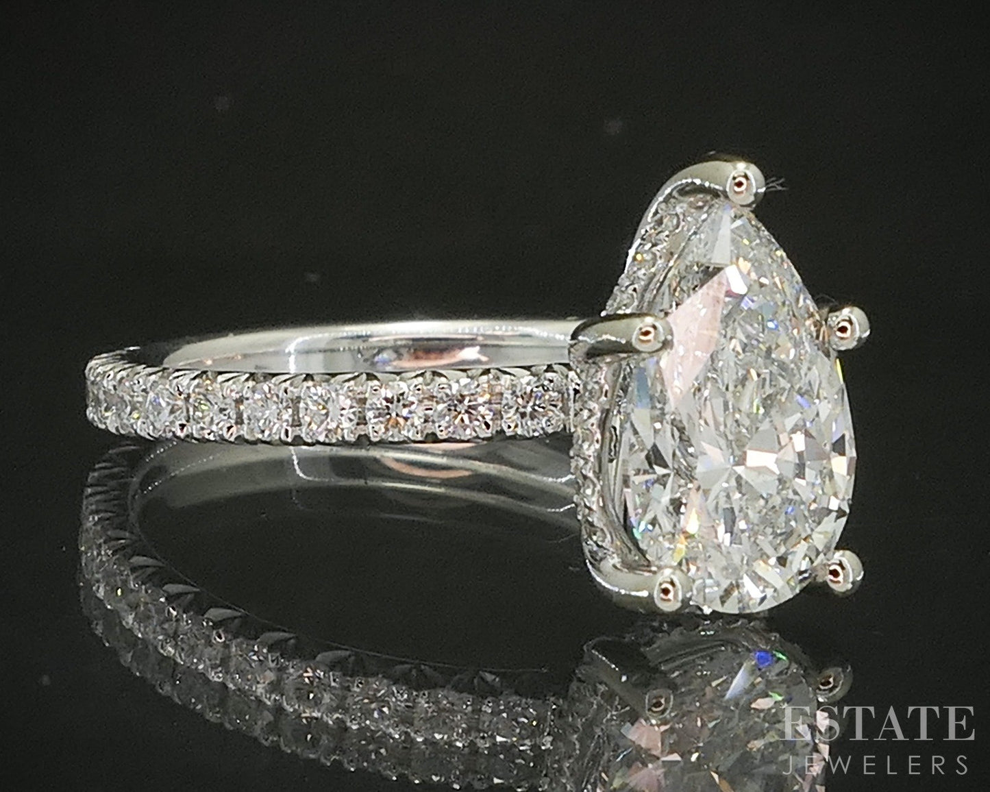 14k White Gold IGI Pear Lab Created 2.50ctw Diamond Engagement Ring p15767