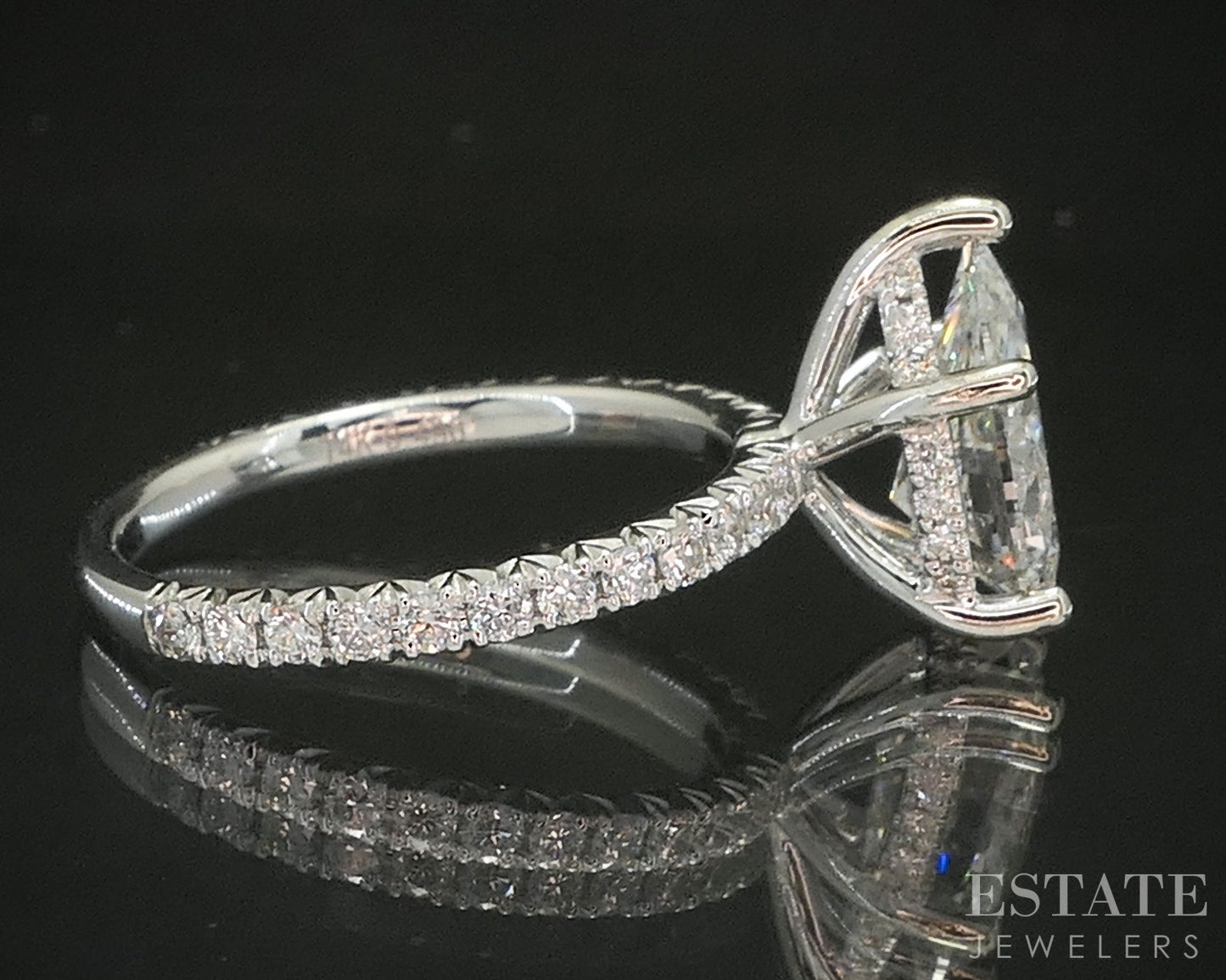 14k White Gold IGI Pear Lab Created 2.50ctw Diamond Engagement Ring p15767