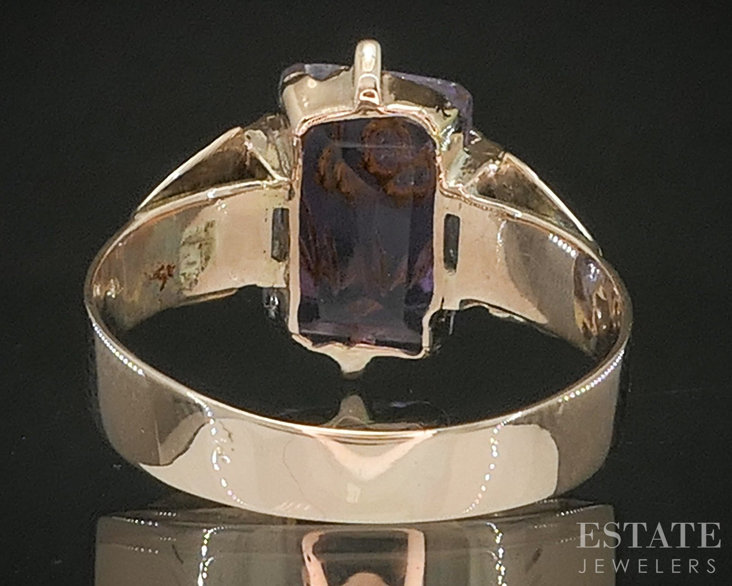 Antique Victorian 10k Yellow Gold Natural Amethyst & Diamond Ring 2.9g p16646