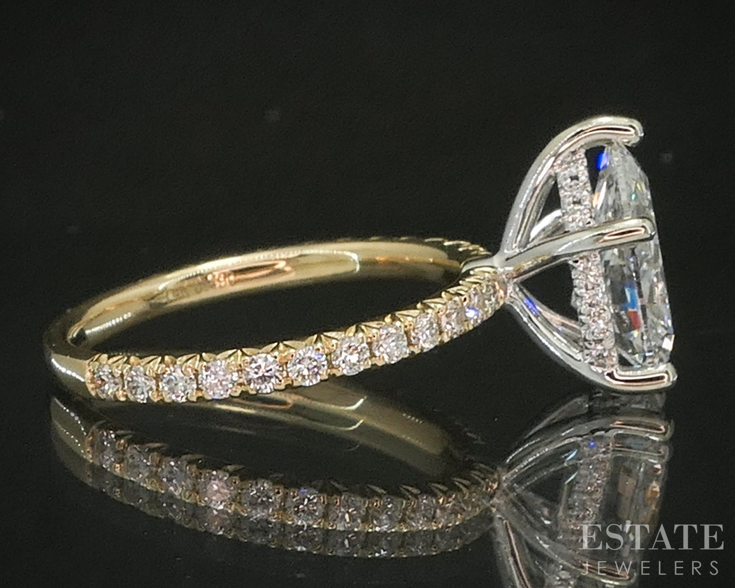 14k Yellow Gold IGI Pear Lab Created 2.50ctw Diamond Engagement Ring p15768