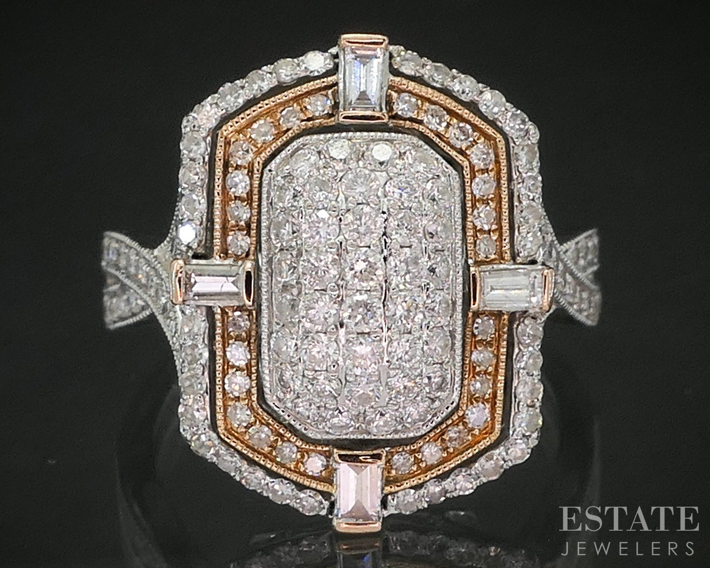 14k Rose & White Gold Natural .65ctw Diamond Cluster Engagement Ring 5.7g p20864