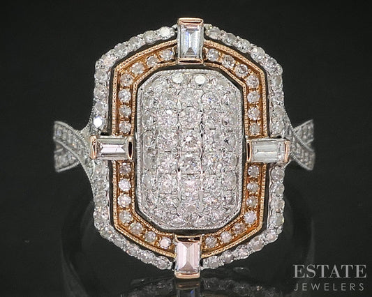 14k Rose & White Gold Natural .65ctw Diamond Cluster Engagement Ring 5.7g p20864