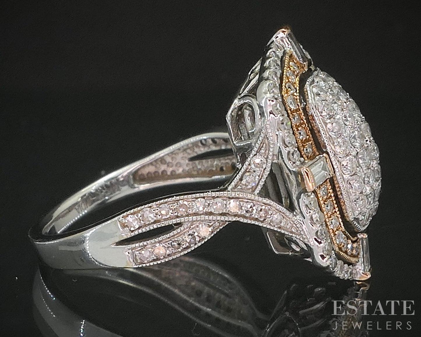 14k Rose & White Gold Natural .65ctw Diamond Cluster Engagement Ring 5.7g p20864