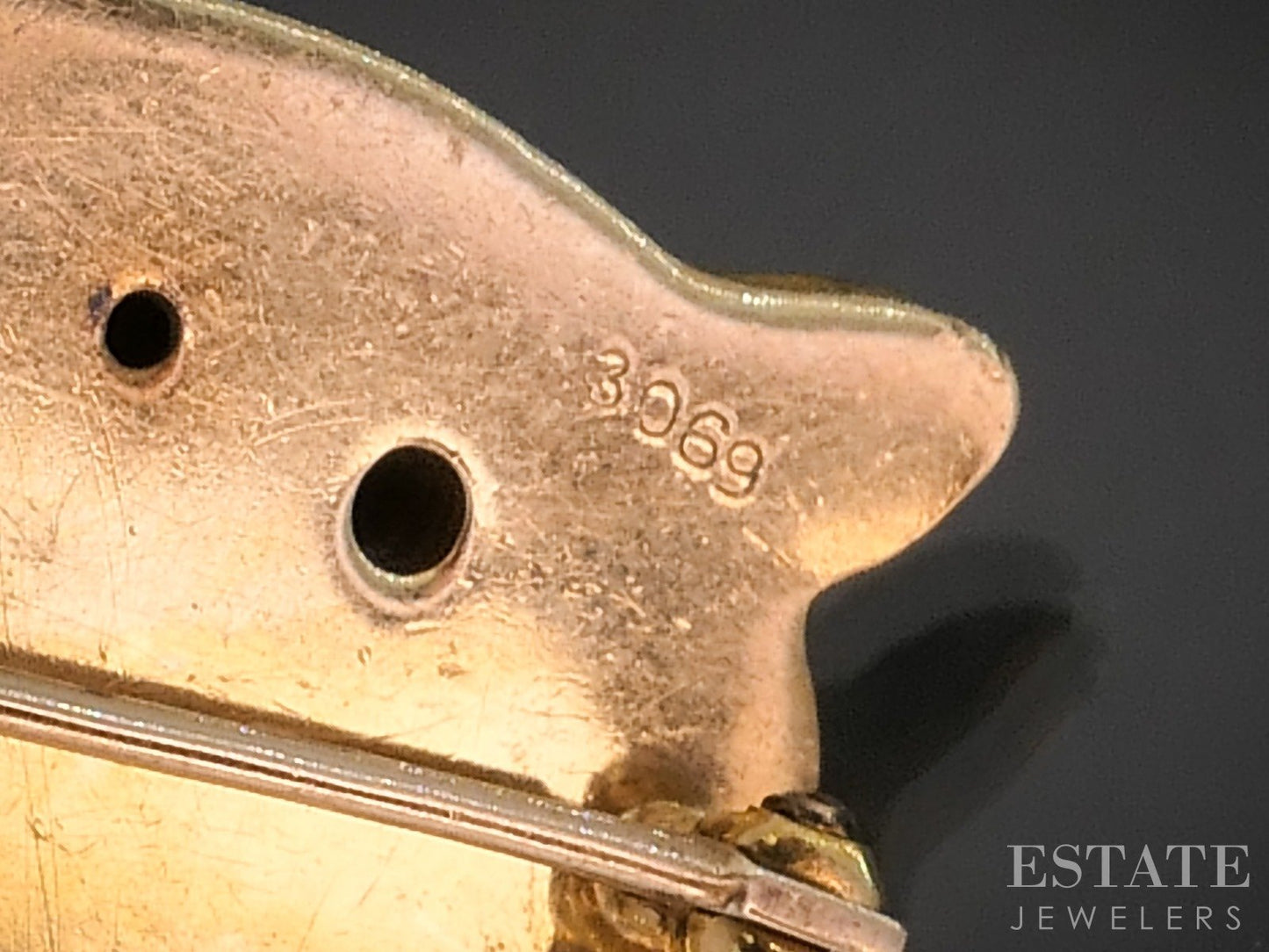 Antique Victorian 14k Yellow Gold OEC Diamond Tiger Head Pin Brooch 7.5g p20859