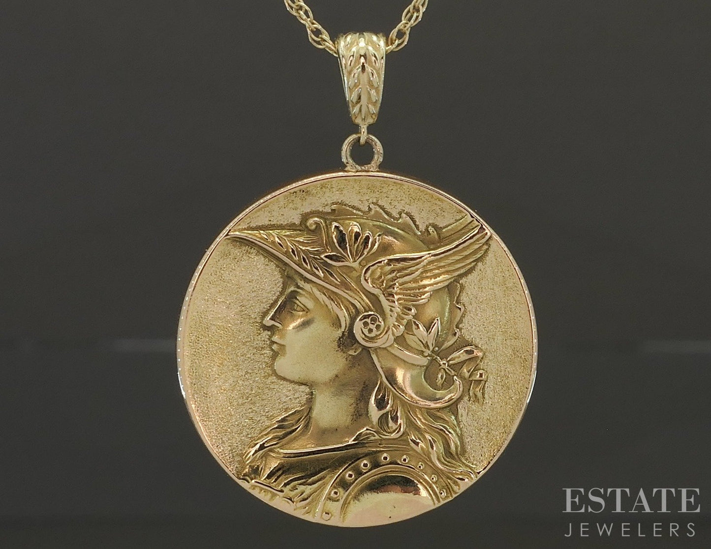Antique Art Nouveau 14k Yellow Gold Athena Minerva Necklace 5.0g p78902