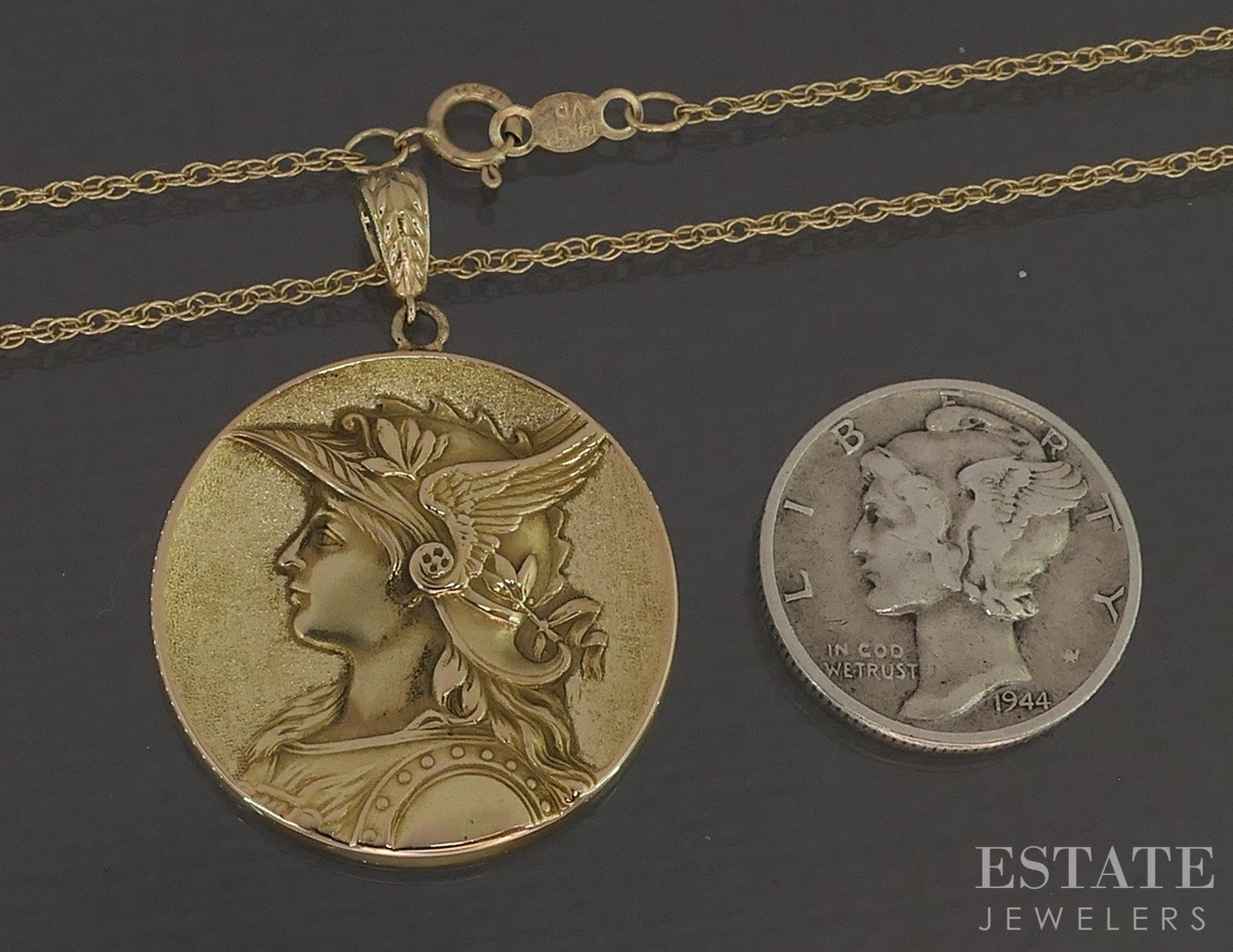 Antique Art Nouveau 14k Yellow Gold Athena Minerva Necklace 5.0g p78902