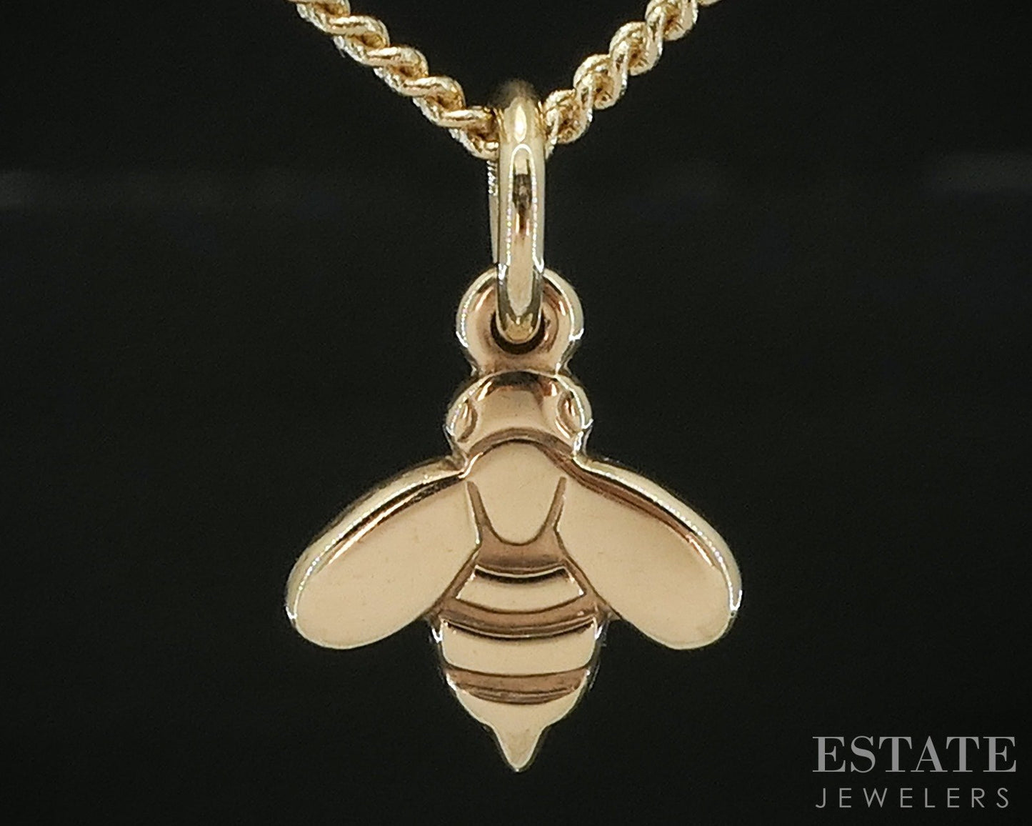 14k Yellow Gold James Avery Bee Charm Curb Chain Necklace 4.9g p17597
