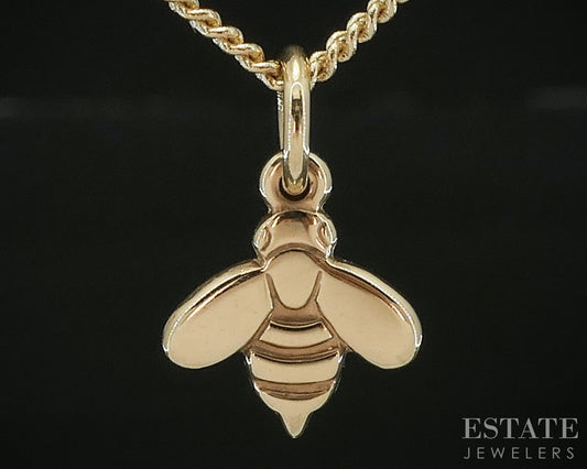 14k Yellow Gold James Avery Bee Charm Curb Chain Necklace 4.9g p17597