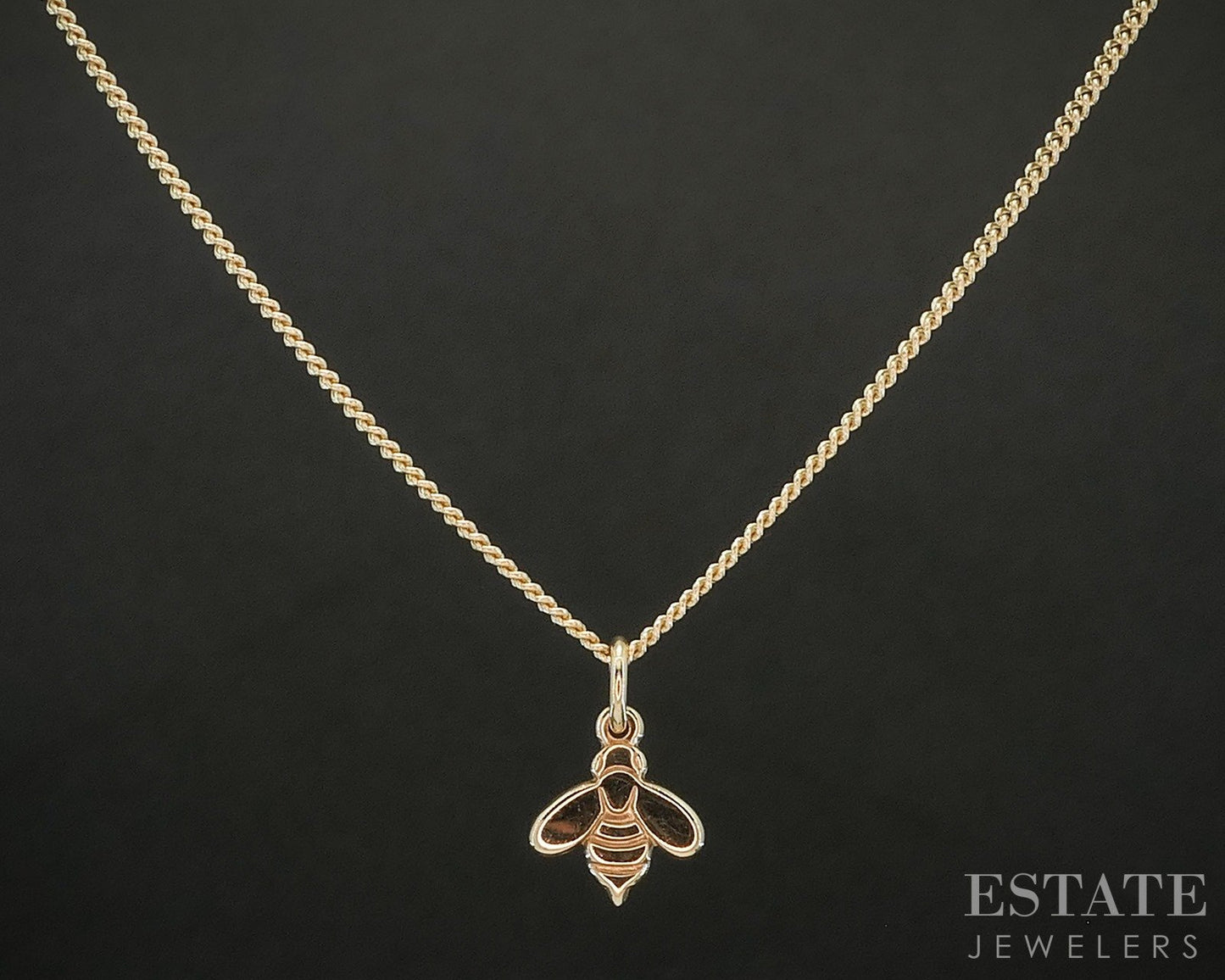14k Yellow Gold James Avery Bee Charm Curb Chain Necklace 4.9g p17597