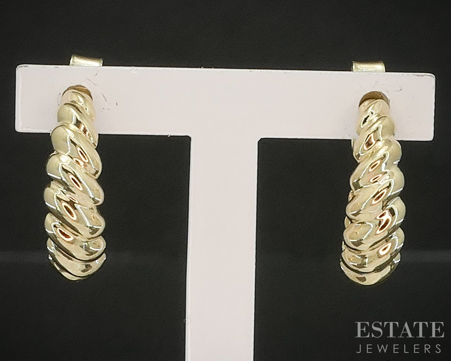 14k Yellow Gold James Avery Scalloped Half Hoop Earrings 2.9g p17596