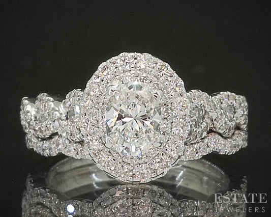14k White Gold Oval Natural 1.11ctw Diamond Neil Lane Wedding Set 6g p18031