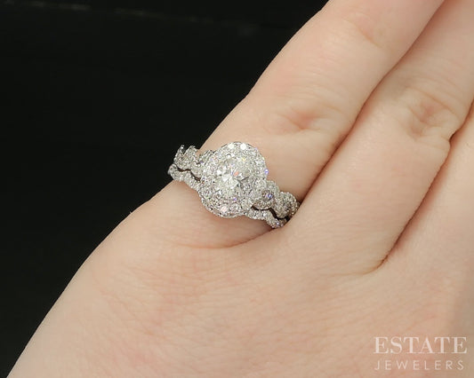 14k White Gold Oval Natural 1.11ctw Diamond Neil Lane Wedding Set 6g p18031