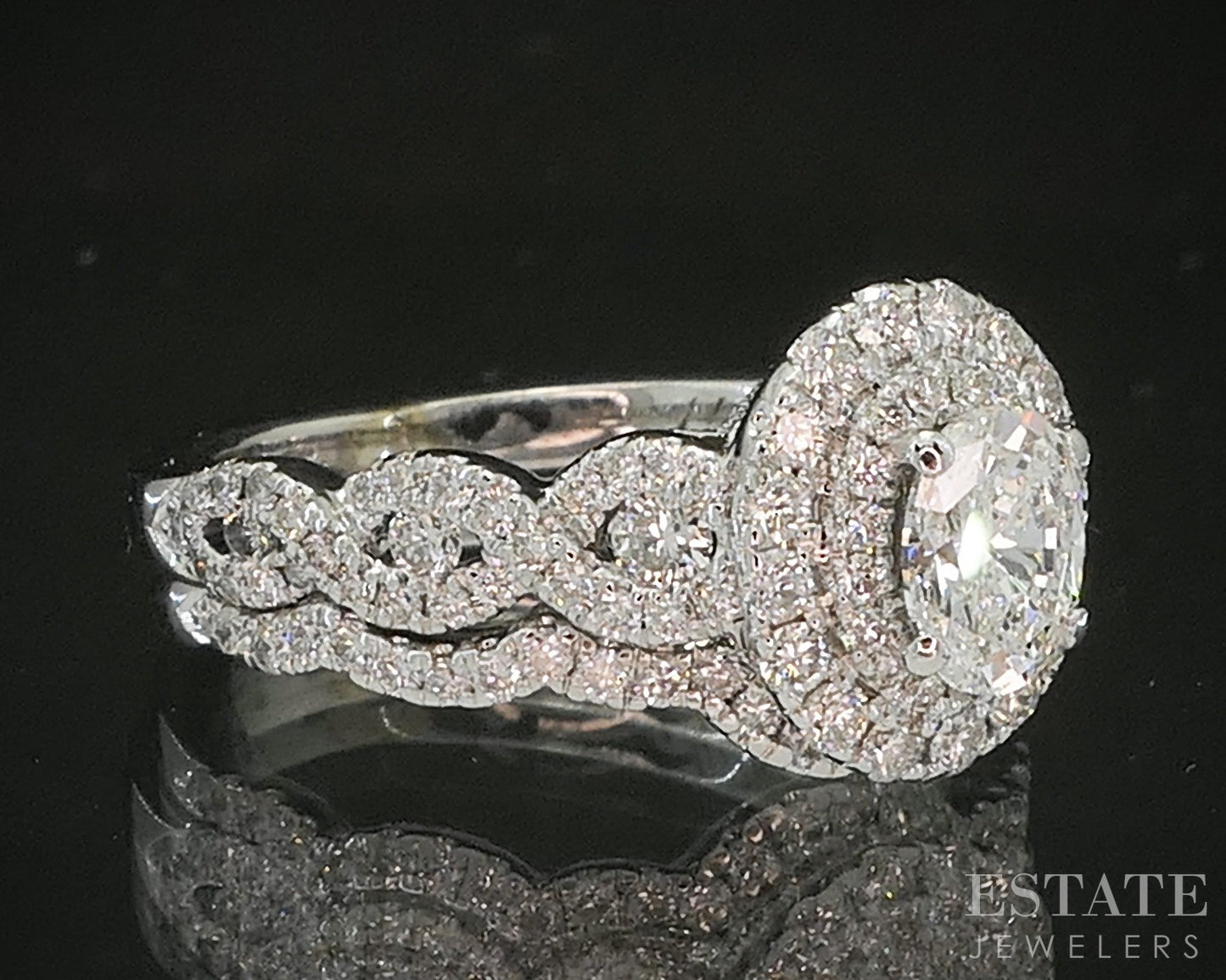 14k White Gold Oval Natural 1.11ctw Diamond Neil Lane Wedding Set 6g p18031