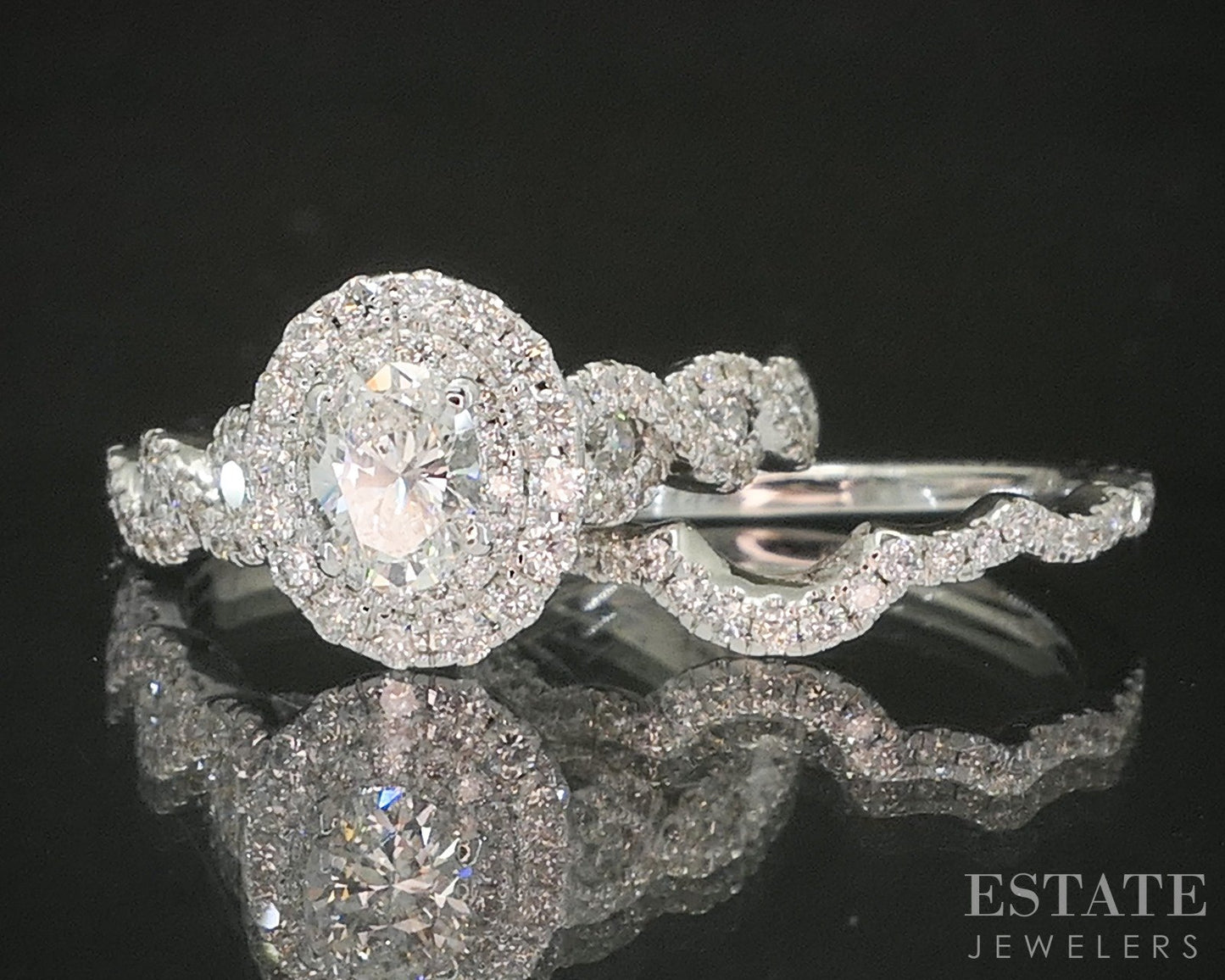 14k White Gold Oval Natural 1.11ctw Diamond Neil Lane Wedding Set 6g p18031