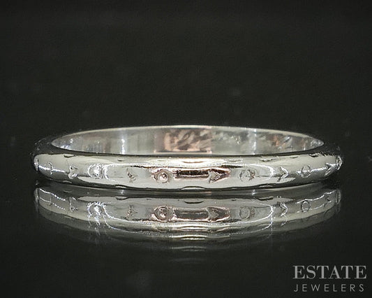 Antique Platinum 2mm Engraved Ladies Wedding Band 2.9g p16915