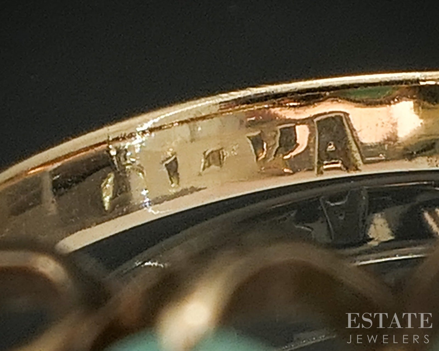 Antique Victorian 14k Yellow Gold Greenstone and Amazonite Ring 4.1g p18398