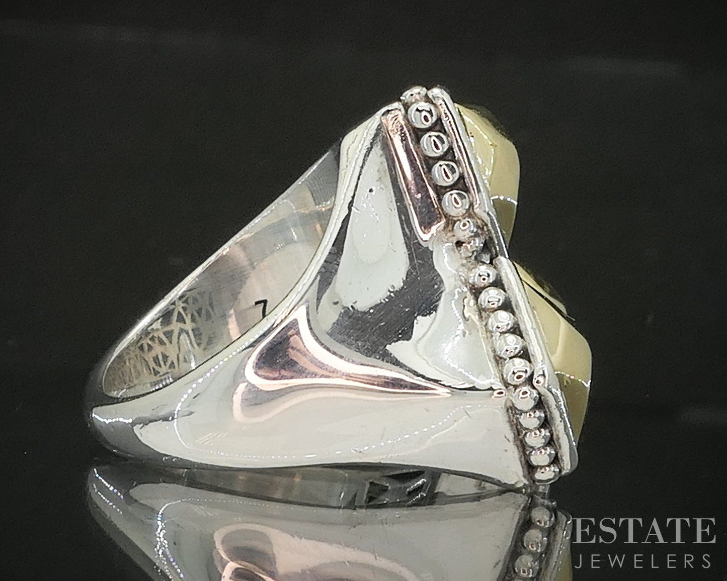 18k & Sterling Lagos Caviar Faceted Rocks Ladies Band Ring 17.8g p18147