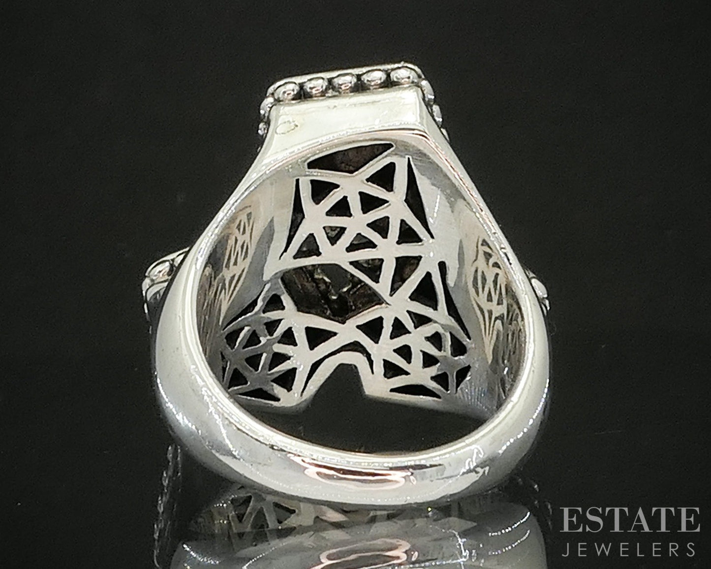 18k & Sterling Lagos Caviar Faceted Rocks Ladies Band Ring 17.8g p18147