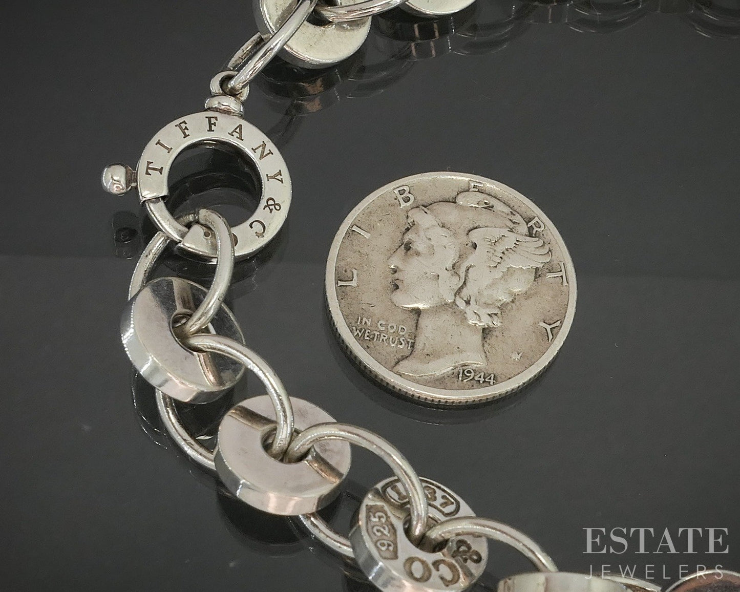 Sterling Tiffany & Co. 1837 Circle Link Ladies Bracelet 25.8g 8"L p18379